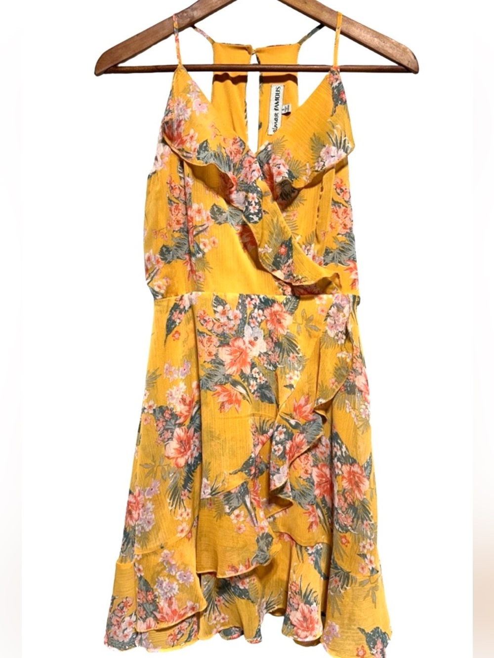 ALMOST FAMOUS Tropical Ruffle Sundress Resortwear Boho Vacation Mini